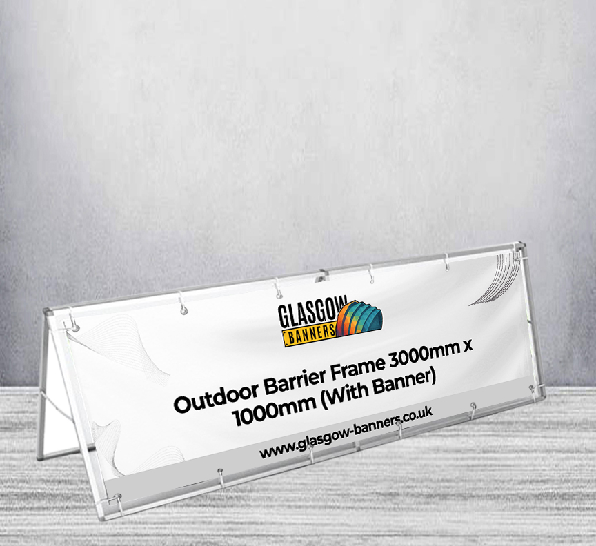 Outdoor Barrier Frame 3000mm x 1000mm (With Banner)