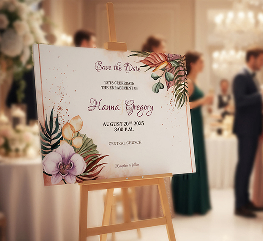Engagement Party Easel With Printed Sign