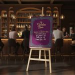 Restaurant Wooden Easel With Printed Menu Board