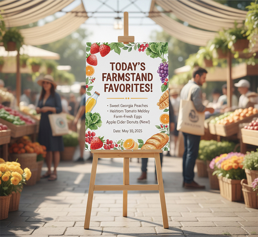 Retail Supermarket Easel With Printed Sign