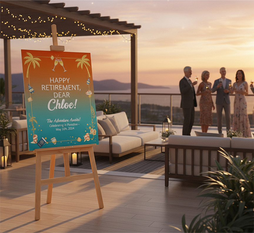 Retirement Party Easel With Printed Sign