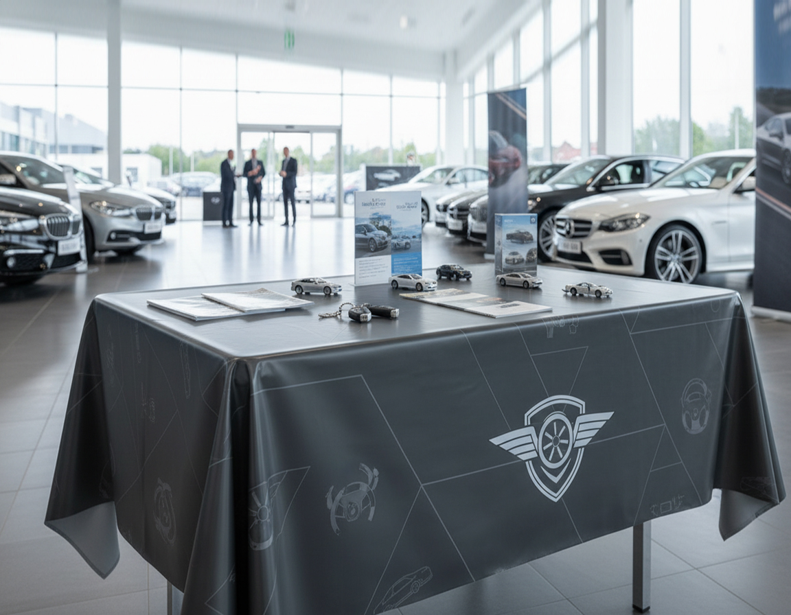 Custom Printed Car Dealership Tablecloths & Covers