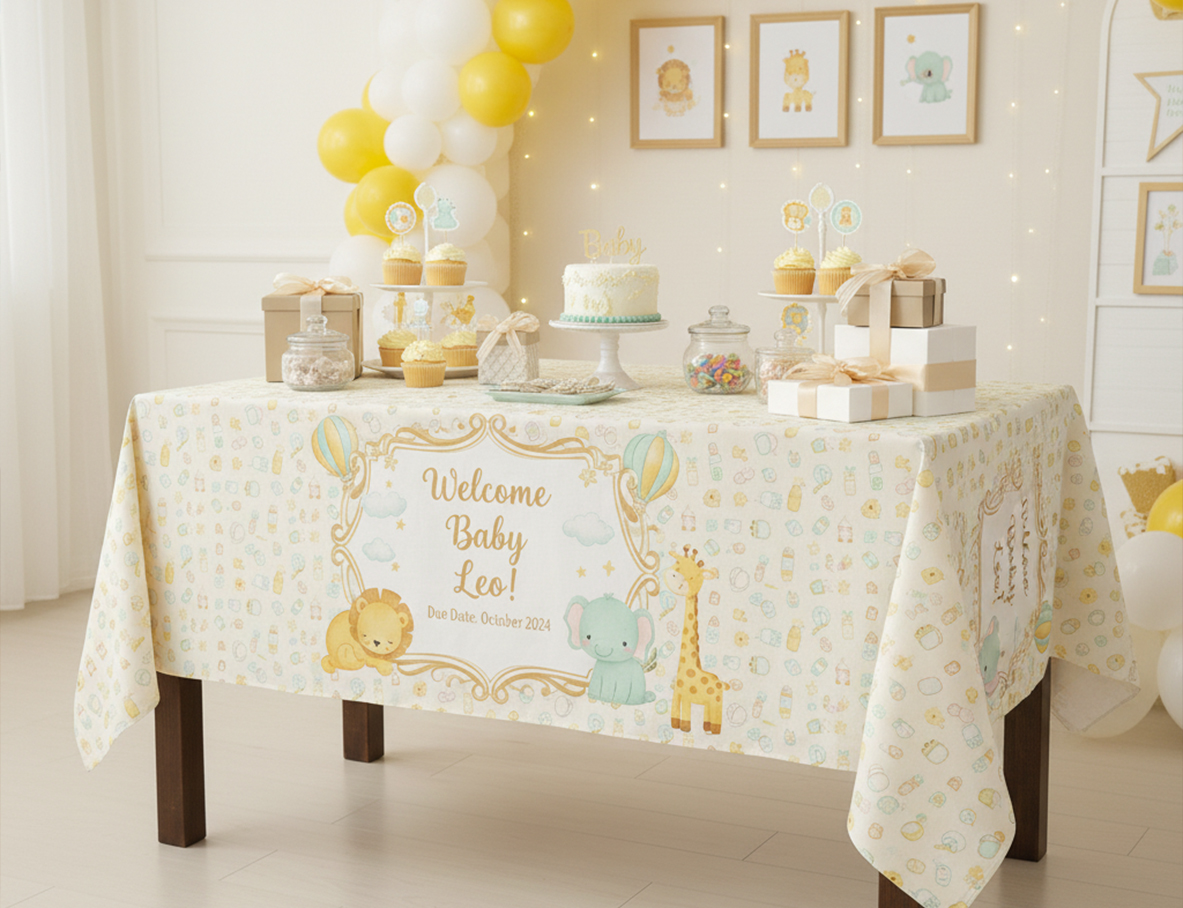 Personalised Printed Christening & Baby Shower Tablecloths & Covers