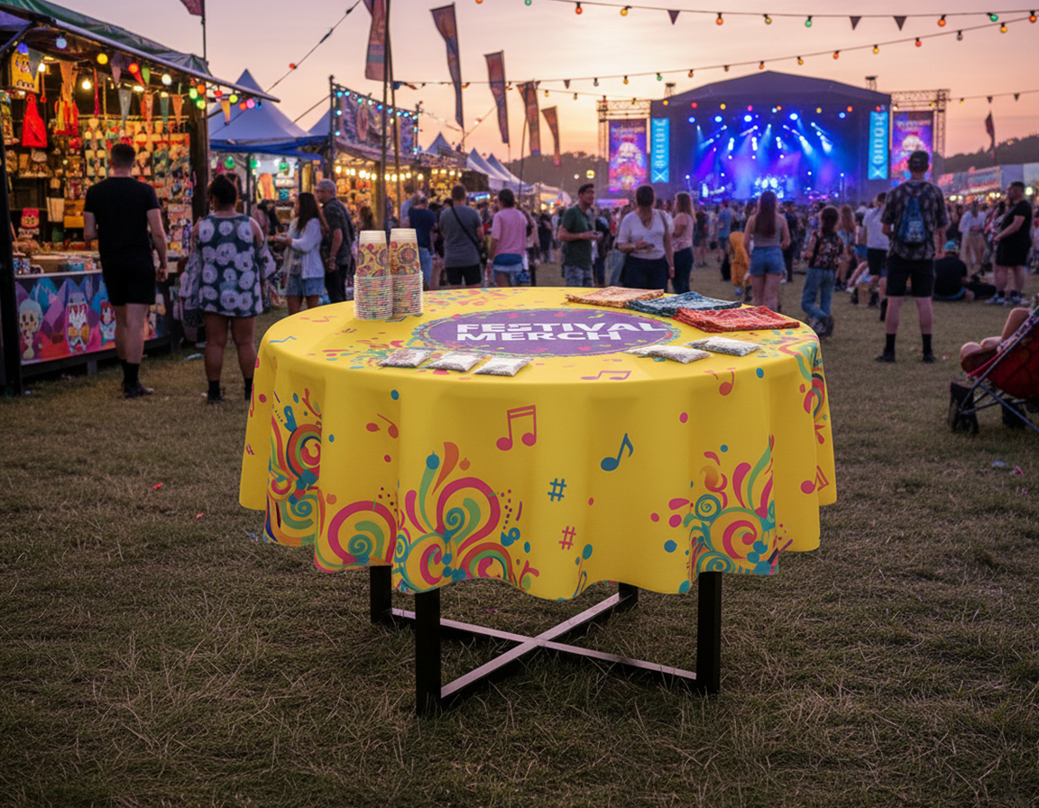 Round Custom Printed Tablecloths & Table Covers