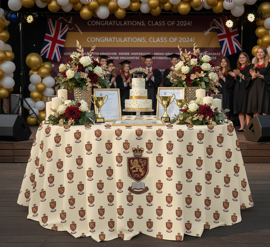 Step and Repeat Custom Printed Tablecloths & Table Covers