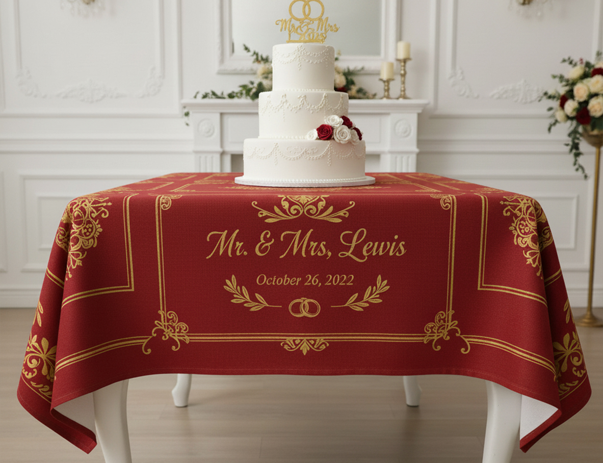 Personalised Printed Wedding Tablecloths & Covers
